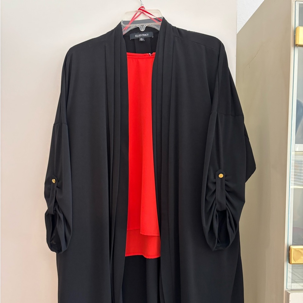 Ellen Tracy 2/3 length blazer, black and 2/3 length sleeves.